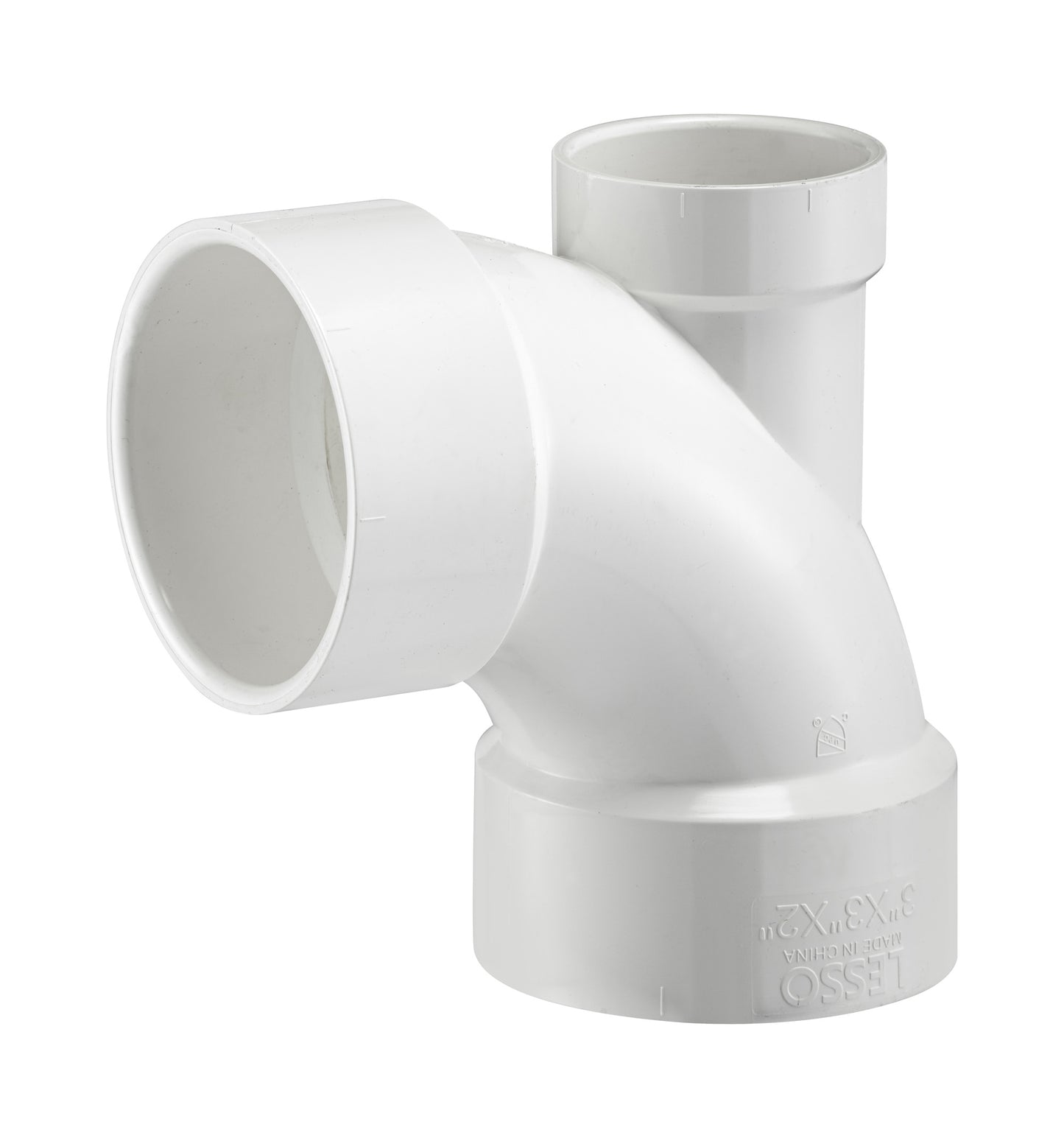 PVC DWV 90° Elbow w/ Low Heel Inlet (H × H × H)