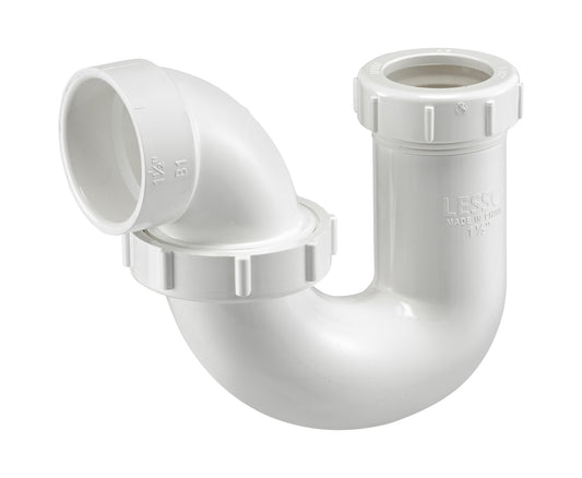 PVC DWV L.A. Pattern P-Trap, w/ Union SLIP Washers, w/ Plastic Nut (SLIP×H)