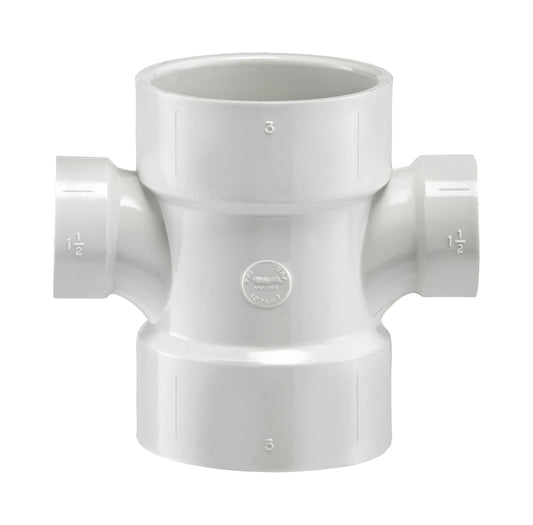 PVC DWV Reducing Double Sanitary Tee  (ALL HUB）