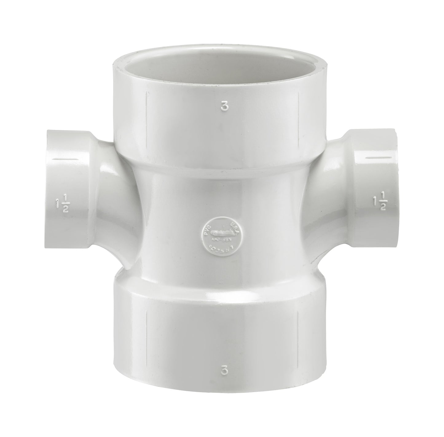 PVC DWV Reducing Double Sanitary Tee  (ALL HUB）